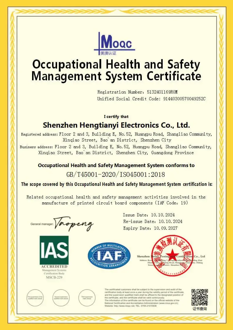 ISO 45001 : 2018 Certificate