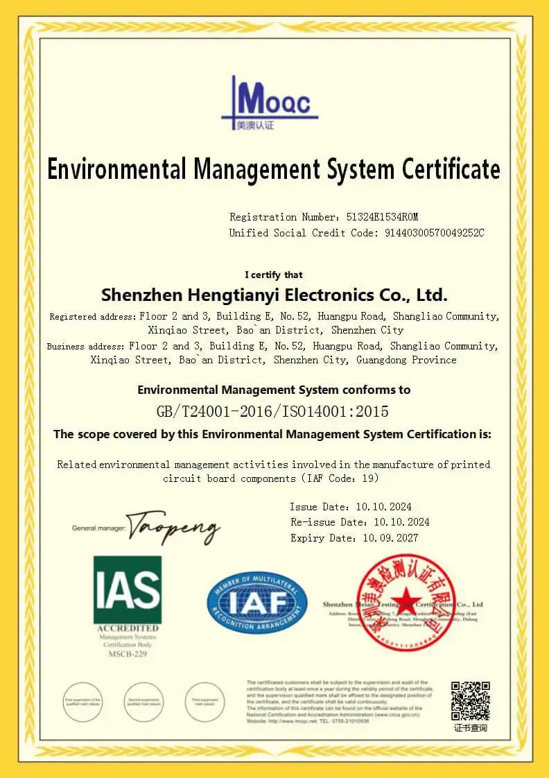 ISO 14001 : 2015 Certificate